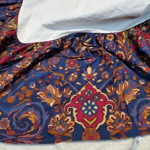 Ralph Lauren Brentford Blue Jewel Tones Print Queen Size Bed 14" Drop Skirt